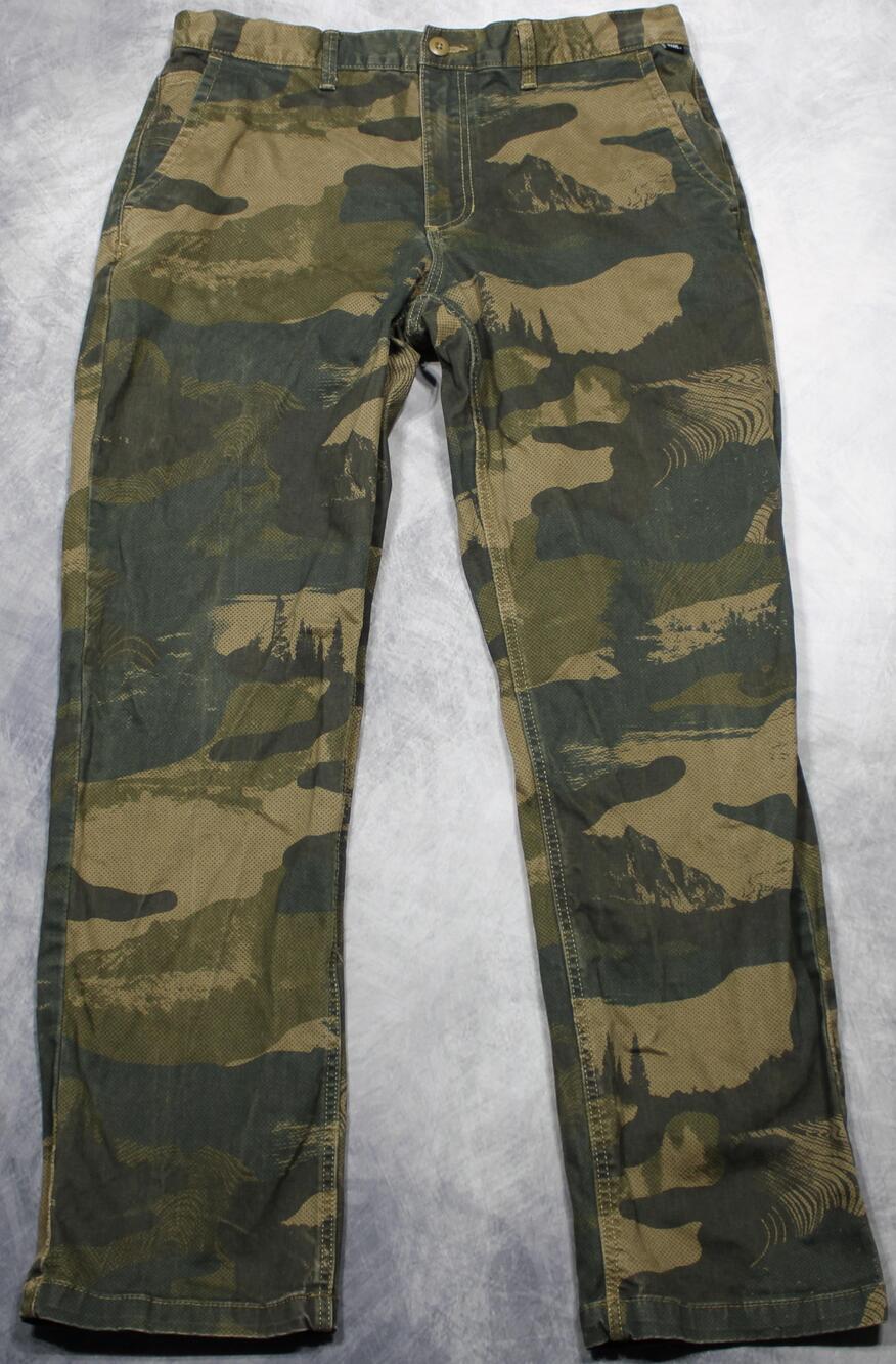 Vans Pants Mens 34x32 Green Camo Authentic Chino Relaxed Fit Stretch Casual